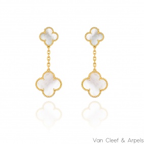 Van Cleef & Arpels Yellow Gold Mother of Pearl Magic Alhambra Earrings VCARD78800